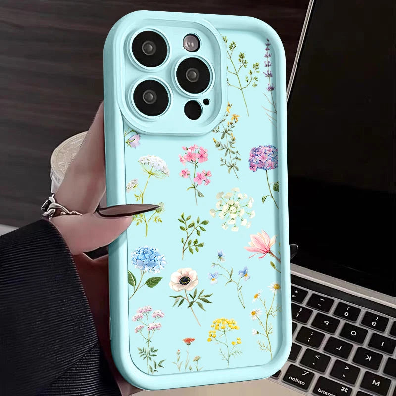 Hydrangea Flower Print Soft TPU Case For iPhone