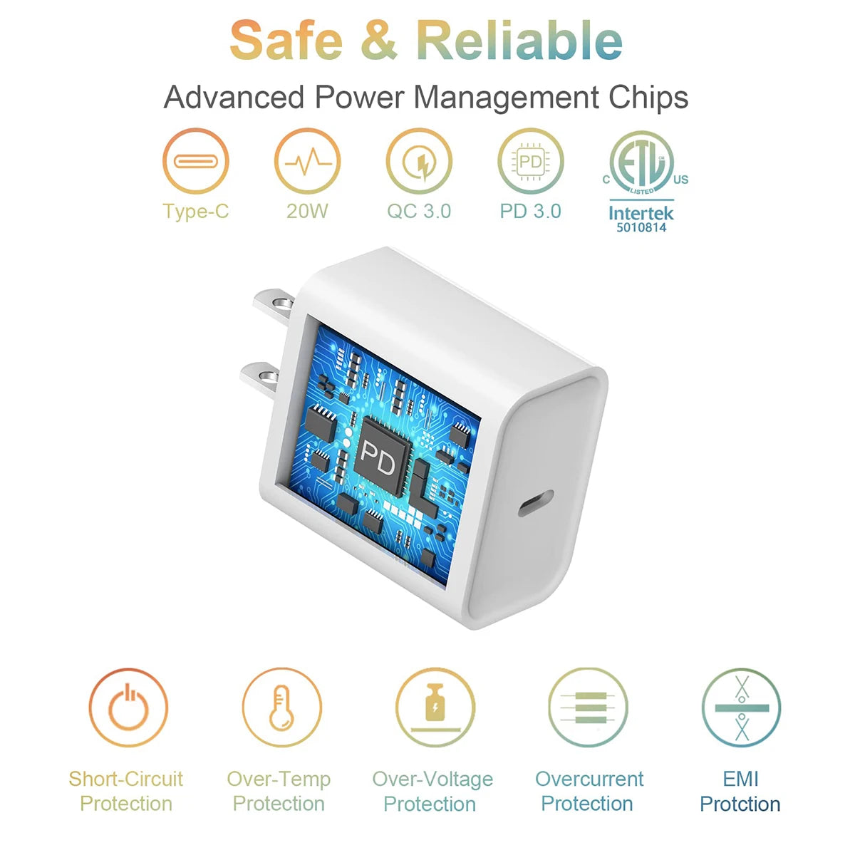 1-2pcs PD 20W USB C Fast Charge