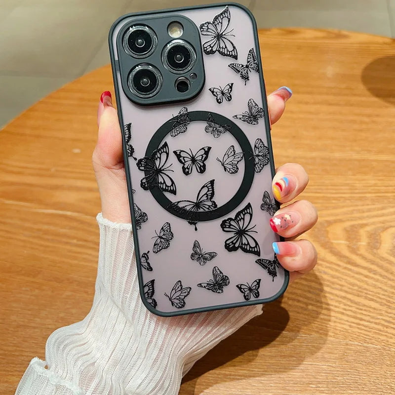 Butterfly Pattern For Magsafe Wireless Charging Case For iPhone