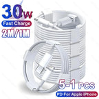 1-5pcs 30W Fast Charging Cable For Apple iPhone