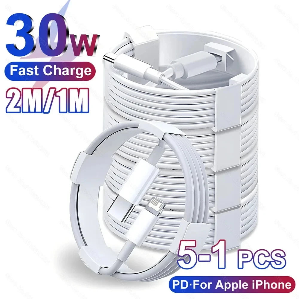 1-5pcs 30W Fast Charging Cable For Apple iPhone