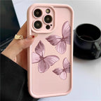 Pink Gradient Butterfly Silicone Case For iPhone