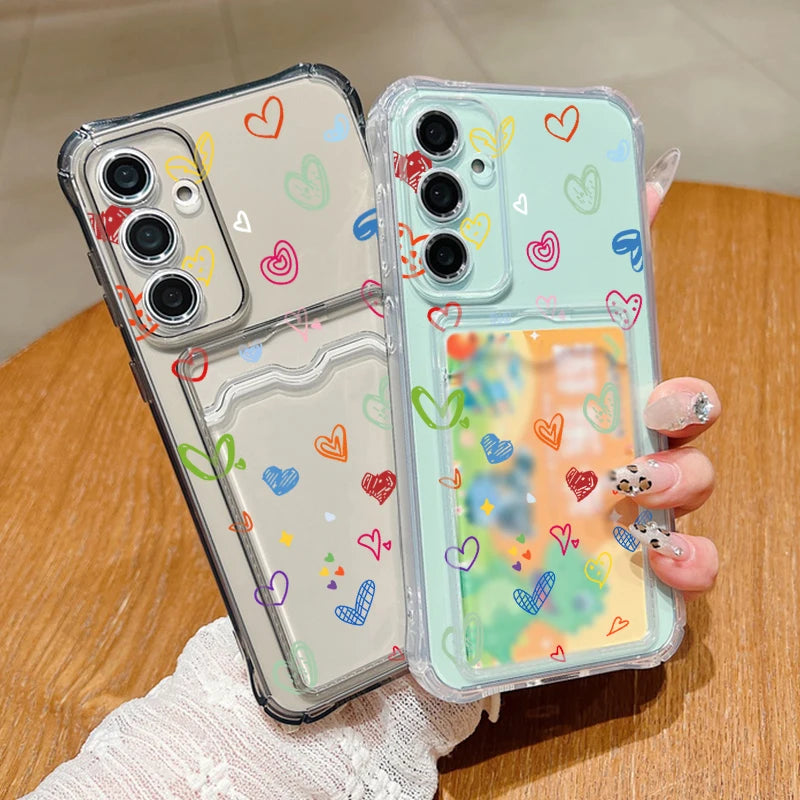 Colorful Love Card Bag Wallet Case For Samsung Galaxy