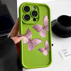 Pink Gradient Butterfly Silicone Case For iPhone