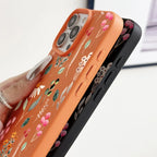 Colorful Plants Printed Leather Texture TPU Case For iPhone