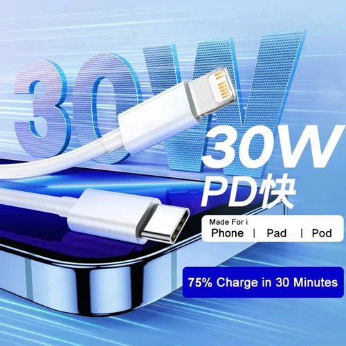 1-5pcs 30W Fast Charging Cable For Apple iPhone