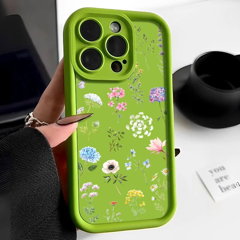 Hydrangea Flower Print Soft TPU Case For iPhone