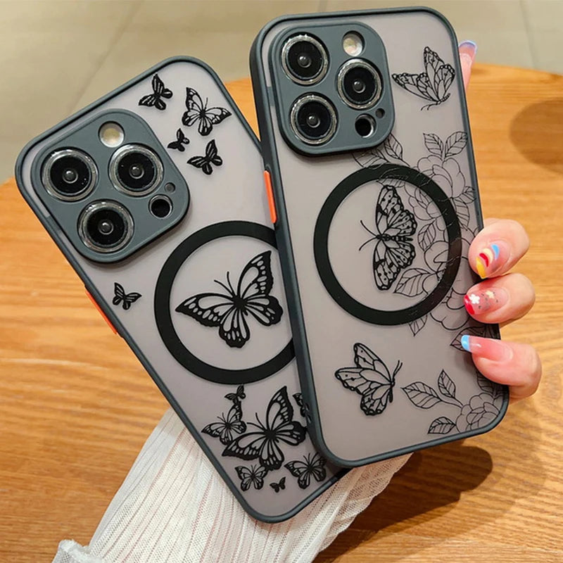 Butterfly Pattern For Magsafe Wireless Charging Case For iPhone