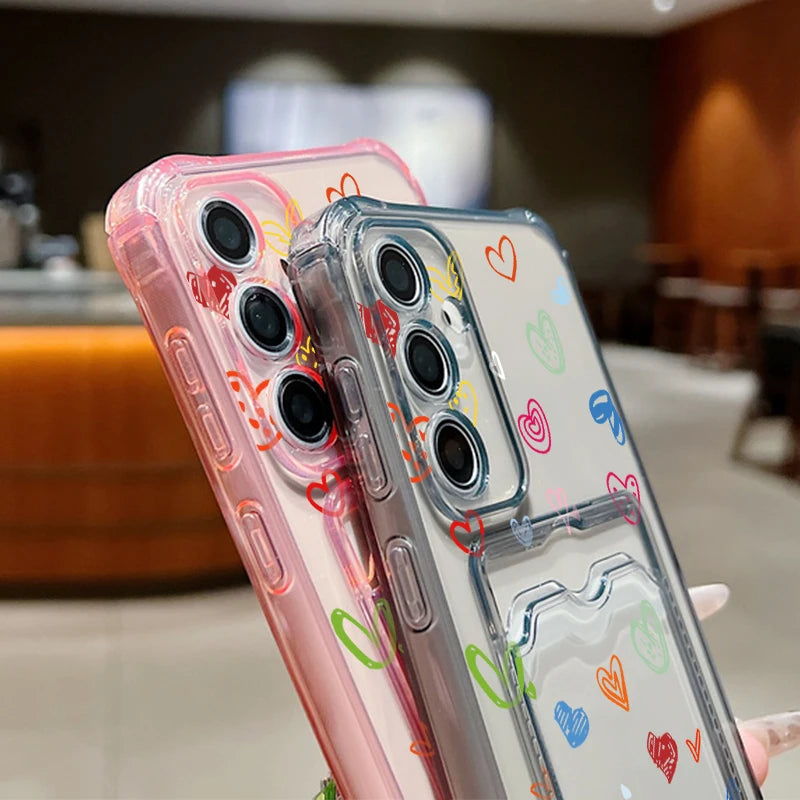 Colorful Love Card Bag Wallet Case For Samsung Galaxy