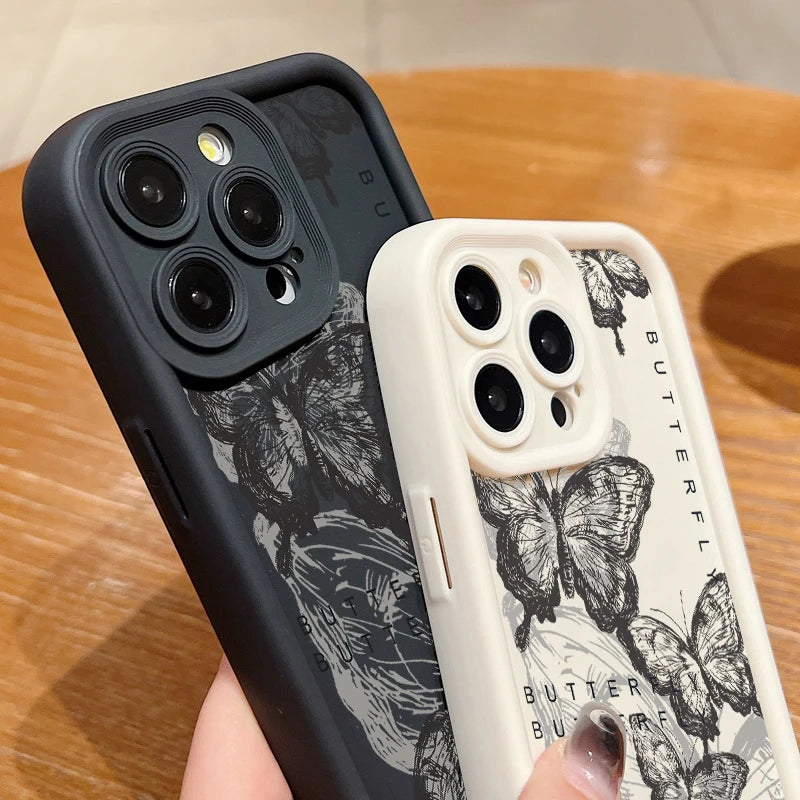 Retro Butterfly Silicone Phone Case For iPhone