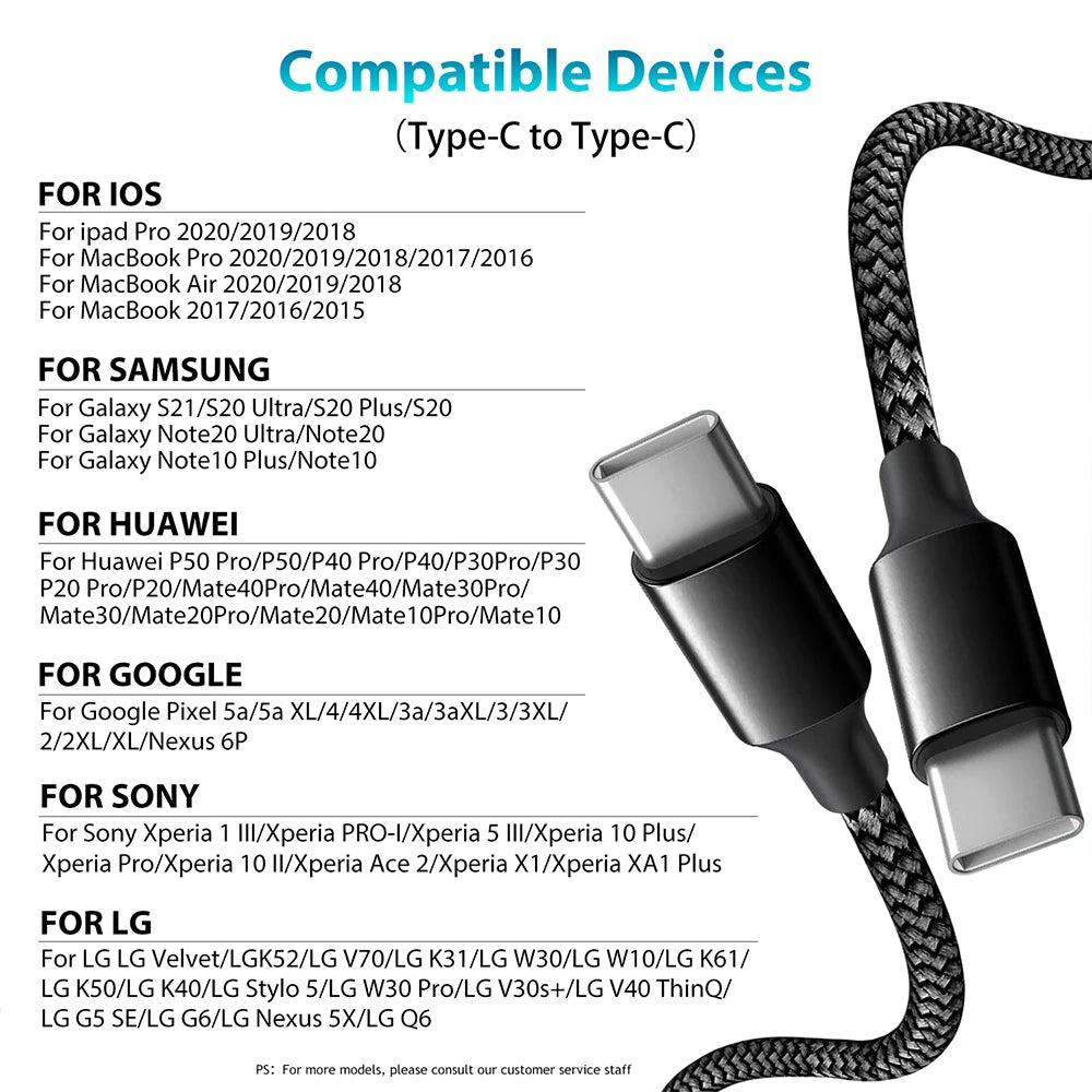 Type C to Type C Cable C to C PD 60W 3m 5m 8m 10-meter Extension Cable