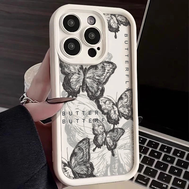 Retro Butterfly Silicone Phone Case For iPhone