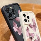 Pink Gradient Butterfly Silicone Case For iPhone