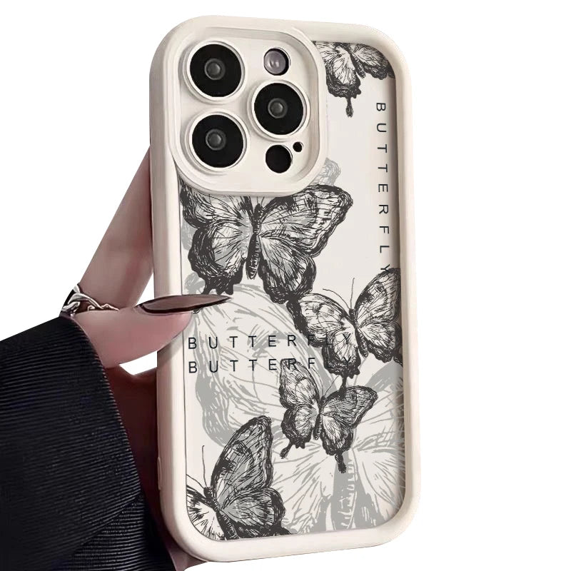 Retro Butterfly Silicone Phone Case For iPhone