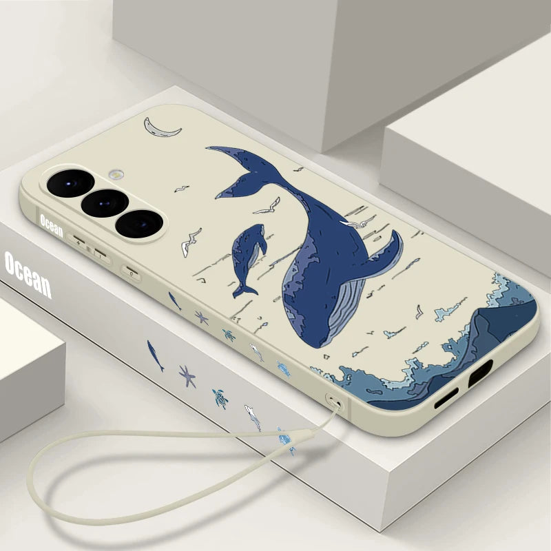 Whale Printing Lanyard Case For Samsung Galaxy