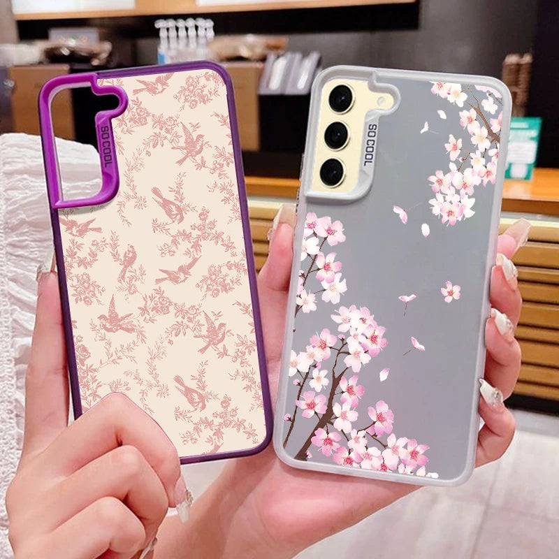 Small Pink Flowers Painting Phone Case For Samsung Galaxy