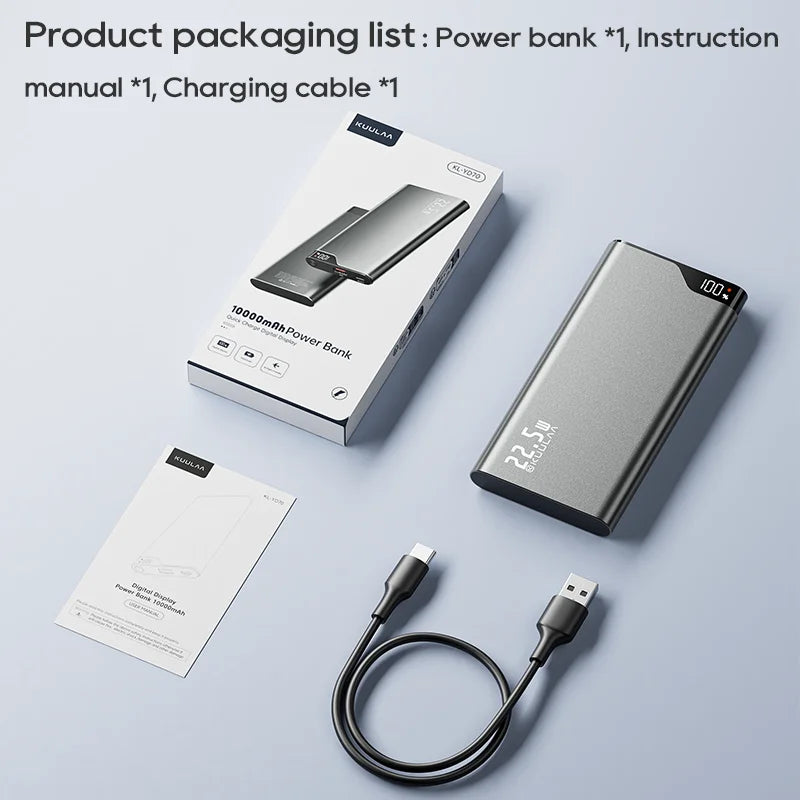 2PCS Power Bank 22.5W 10000mAh Portable Charge