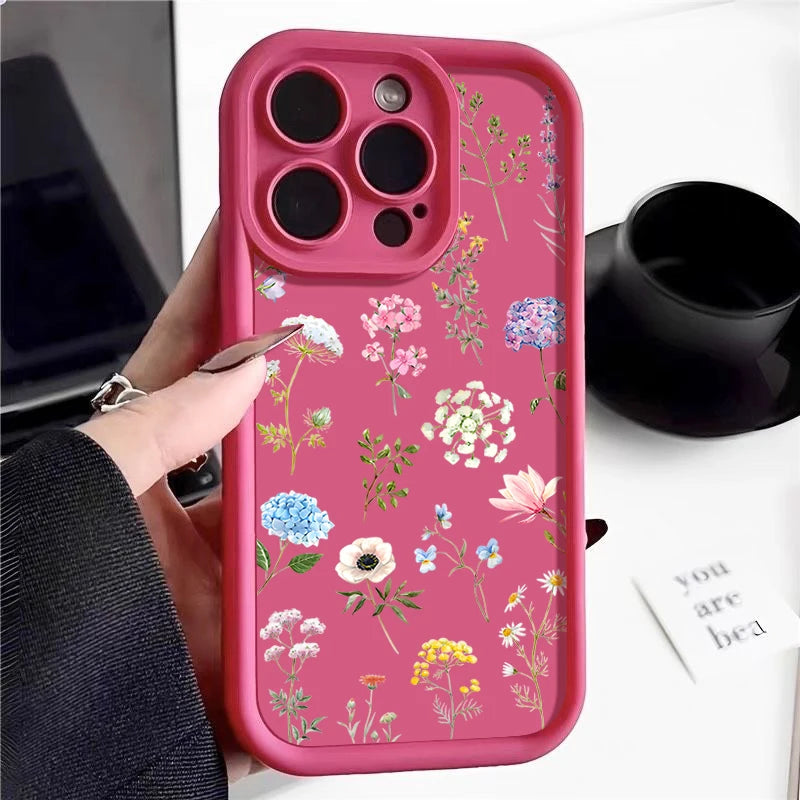 Hydrangea Flower Print Soft TPU Case For iPhone