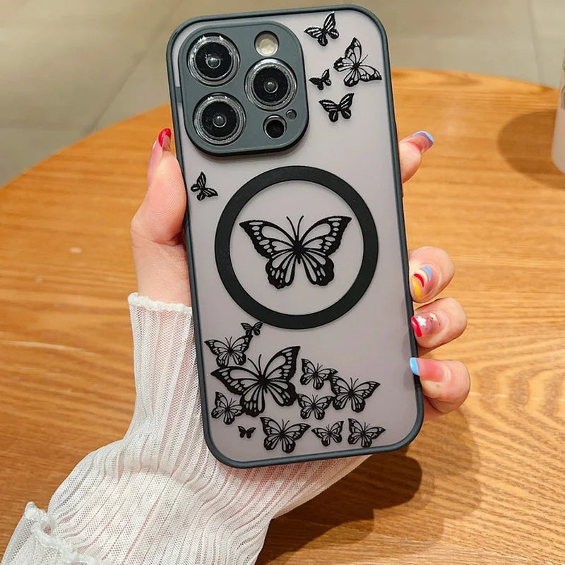 Butterfly Pattern For Magsafe Wireless Charging Case For iPhone