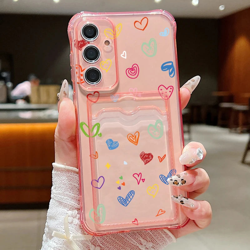 Colorful Love Card Bag Wallet Case For Samsung Galaxy