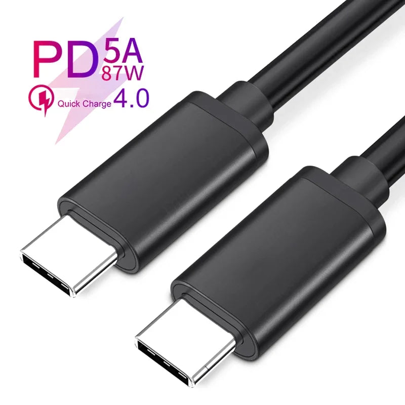 5A 87W Type C Data Cable Dual PD Super Fast Charging