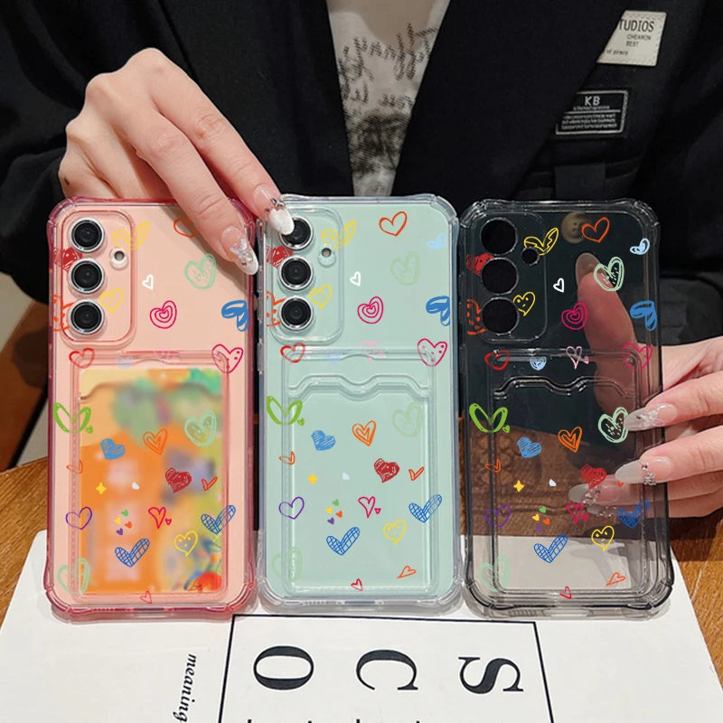 Colorful Love Card Bag Wallet Case For Samsung Galaxy