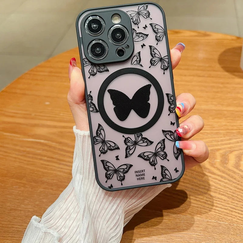 Butterfly Pattern For Magsafe Wireless Charging Case For iPhone