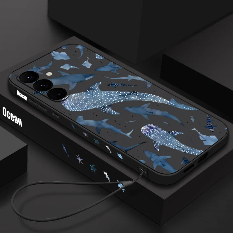 Whale Printing Lanyard Case For Samsung Galaxy