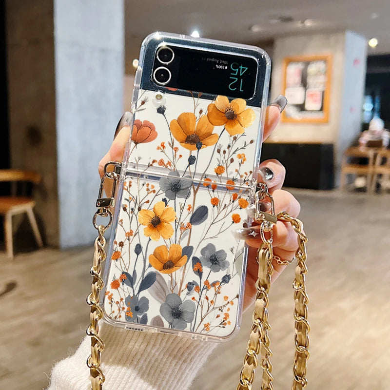 Yellow Flower Soft TPU Lanyard Case For Samsung Galaxy