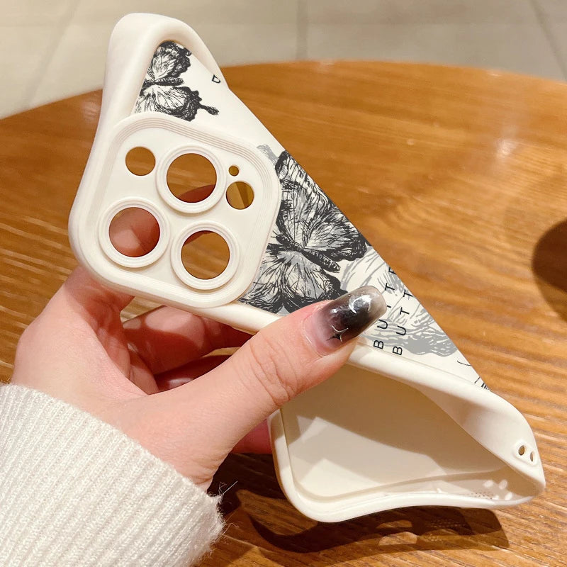Retro Butterfly Silicone Phone Case For iPhone