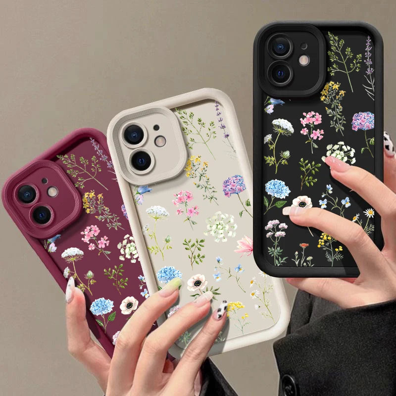 Hydrangea Flower Print Soft TPU Case For iPhone