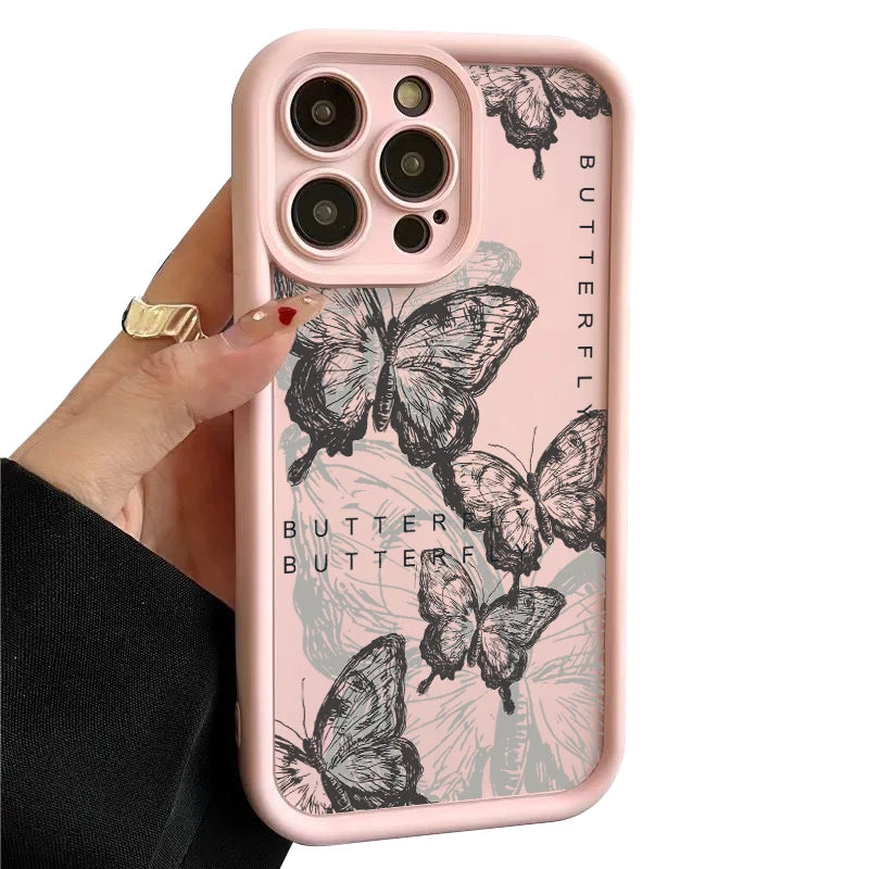 Retro Butterfly Silicone Phone Case For iPhone