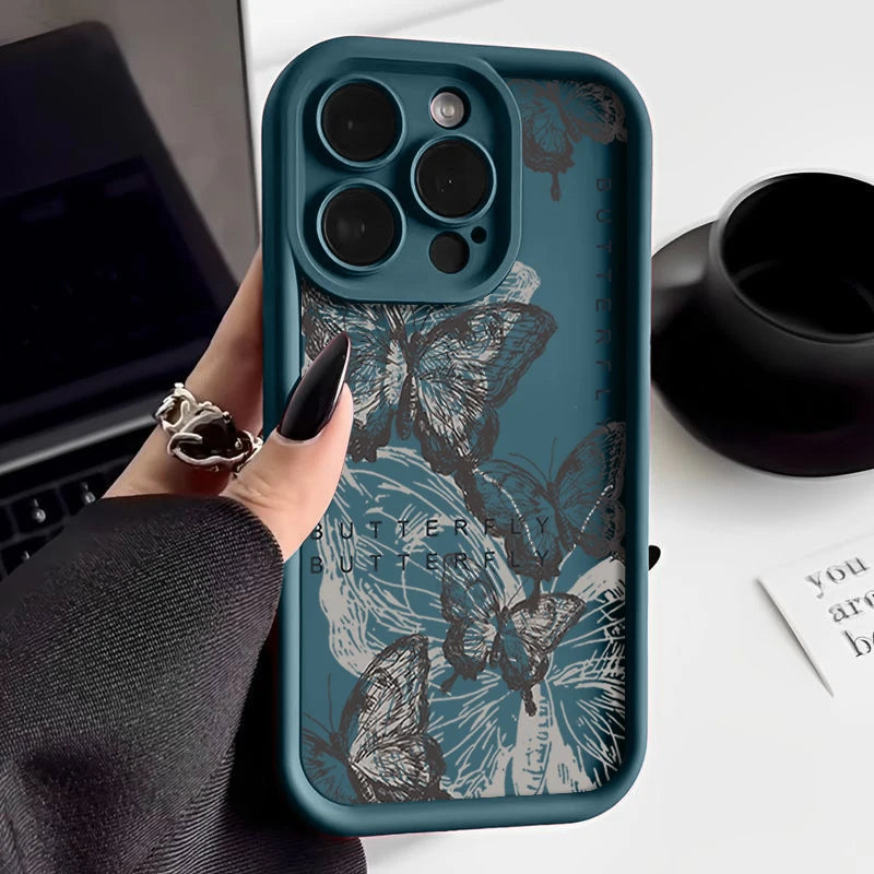 Retro Butterfly Silicone Phone Case For iPhone