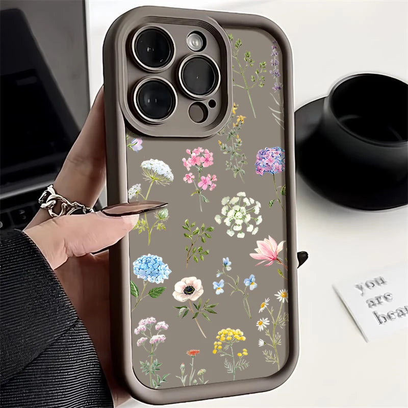 Hydrangea Flower Print Soft TPU Case For iPhone