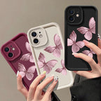 Pink Gradient Butterfly Silicone Case For iPhone