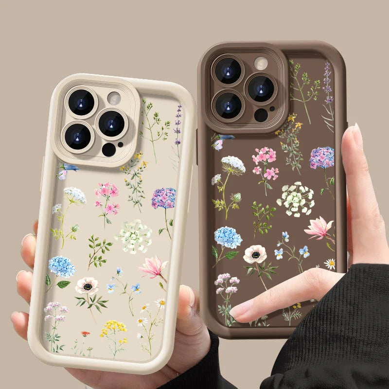 Hydrangea Flower Print Soft TPU Case For iPhone
