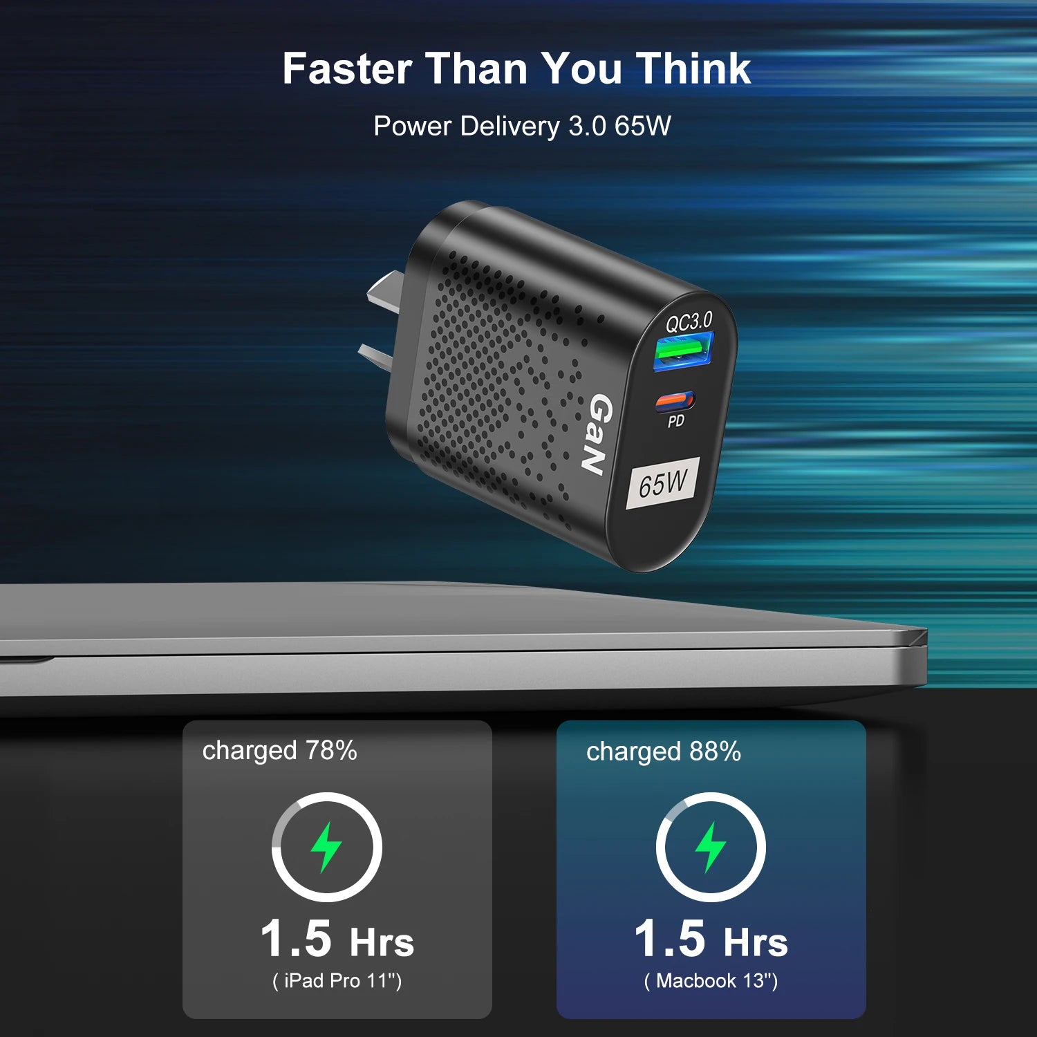 US Plug 65W GaN Charger Tablet Laptop Fast Charger