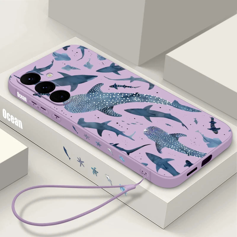 Whale Printing Lanyard Case For Samsung Galaxy