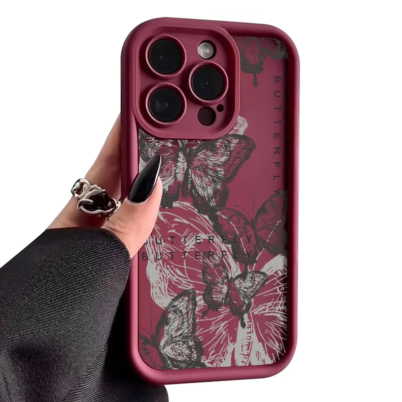 Retro Butterfly Silicone Phone Case For iPhone