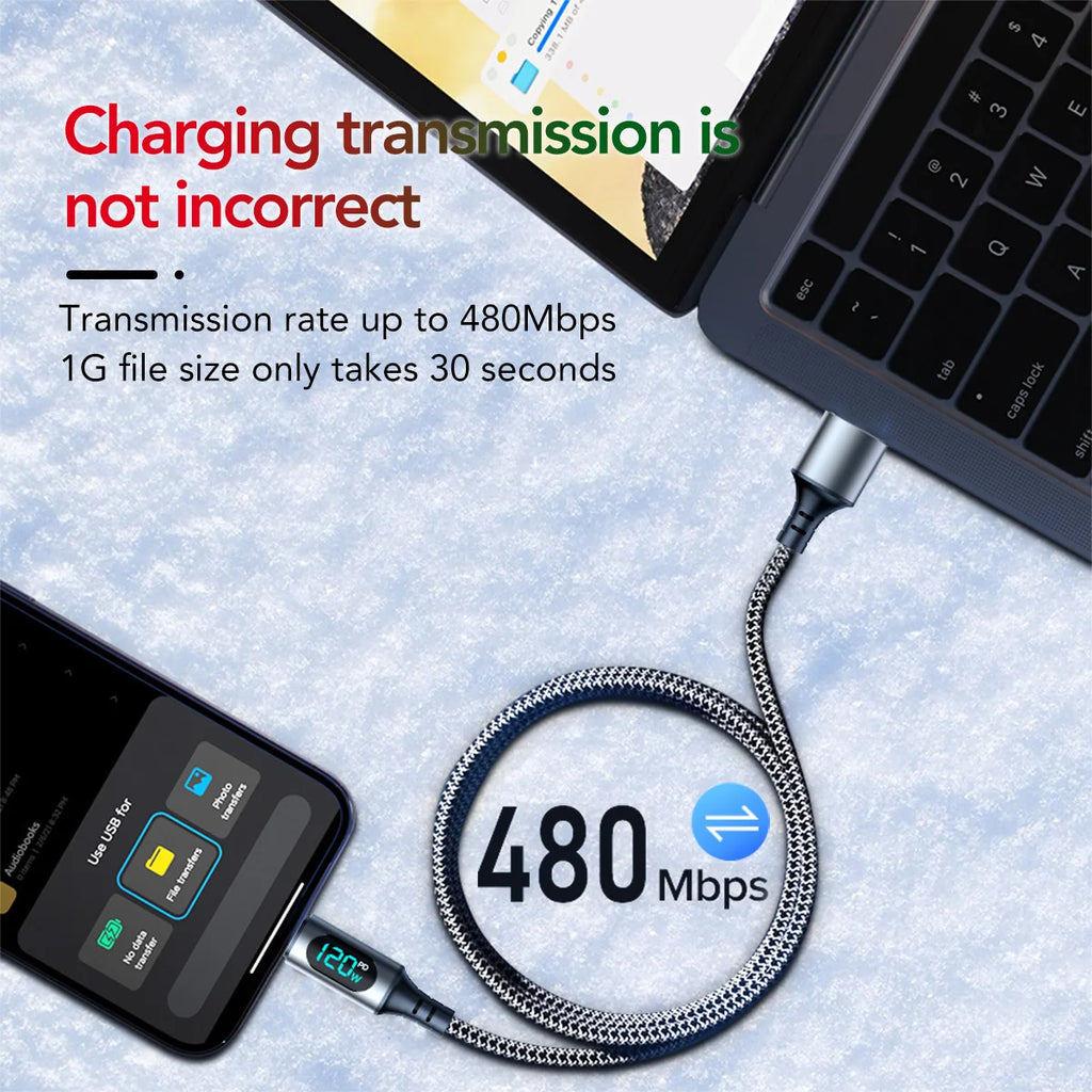 Ultra-Super Fast Charge Cable-6A 120W USB A To Type C
