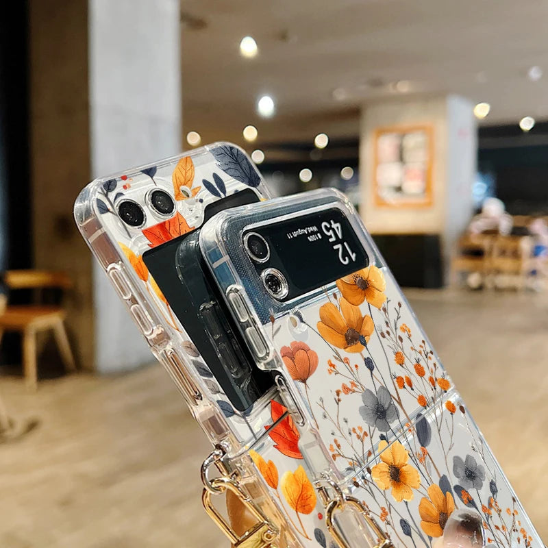 Yellow Flower Soft TPU Lanyard Case For Samsung Galaxy